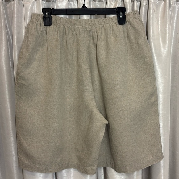 FLAX Linen Sun Shorts Beige/ Tan Flat Front Shorts,  medium - Picture 6 of 7